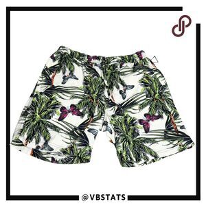 Massive Men's Tropical Butterfly Cotton Pull On Shorts Green Pink Size Medium